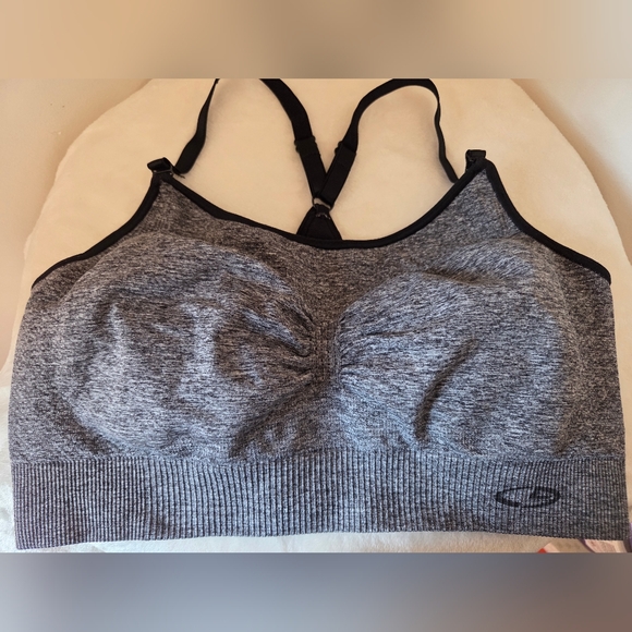 C9 by Champion ENTHUSIAST Sports Bra Heather Gray & Black Womens XL NWOT - Picture 1 of 15